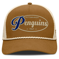 Pittsburgh Penguins Fanatics Heritage Fetch A-Frame Trucker Adjustable Hat - Brown/Cream | Fanatics online