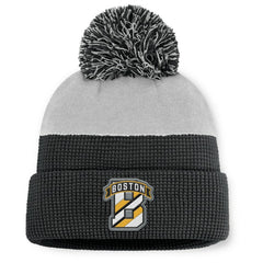 Boston Bruins Fanatics Authentic Pro Home Ice Cuffed Knit Hat with Pom - Black/Gray | Fanatics Lifestyle