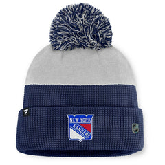 New York Rangers Fanatics Authentic Pro Home Ice Cuffed Knit Hat with Pom - Navy/Gray | Fanatics Lifestyle