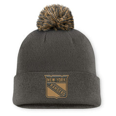 New York Rangers Fanatics Authentic Pro Military Appreciation Cuffed Knit Hat with Pom - Charcoal | Fanatics sale