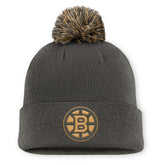 Boston Bruins Fanatics Authentic Pro Military Appreciation Cuffed Knit Hat with Pom - Charcoal | Fanatics Lifestyle
