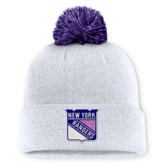 New York Rangers Fanatics Authentic Pro Hockey Fights Cancer Cuffed Knit Hat with Pom - White | Fanatics discount