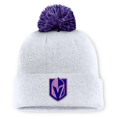 Vegas Golden Knights Fanatics Authentic Pro Hockey Fights Cancer Cuffed Knit Hat with Pom - White | Fanatics discount