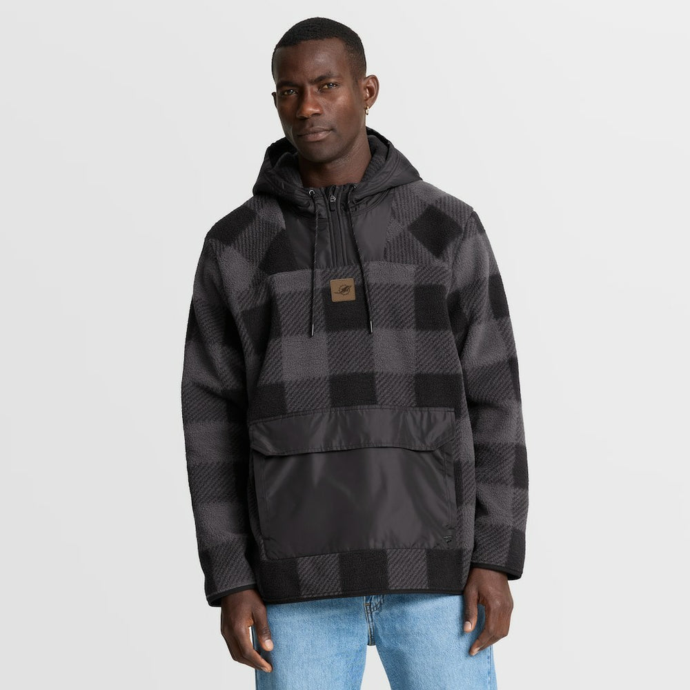 Miami Dolphins Elements Plaid Polar Fleece Quarter-Zip Hoodie - Black - Fanatics