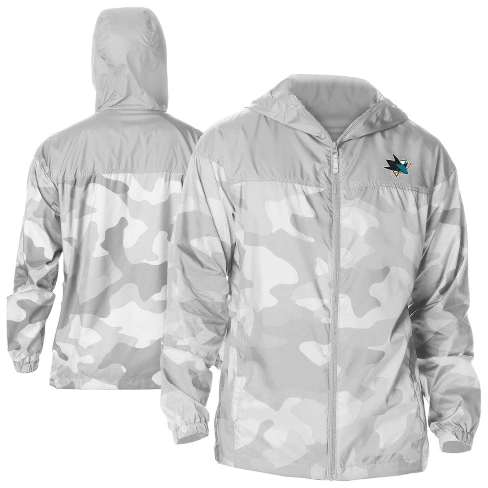 San Jose Sharks Columbia Camo Flash Challenger Omni-Shade Full-Zip Hoodie Windbreaker - Gray | NHL on sale