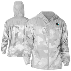 San Jose Sharks Columbia Camo Flash Challenger Omni-Shade Full-Zip Hoodie Windbreaker - Gray | NHL on sale