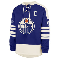 Connor McDavid Edmonton Oilers '47 Player Name & Number Sweep Check Eternal Lacer Sweatshirt - Royal | 47 brand sale