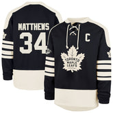 Auston Matthews Toronto Maple Leafs '47 Player Name & Number Sweep Check Eternal Lacer Sweatshirt - Navy | 47 brand Lifestyle