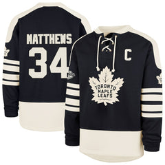 Auston Matthews Toronto Maple Leafs '47 Player Name & Number Sweep Check Eternal Lacer Sweatshirt - Navy | 47 brand Lifestyle