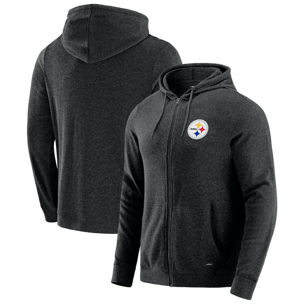 Pittsburgh Steelers J. Palmer Players Lounge Tri-Blend Full-Zip Hoodie - Dark Heather Gray - NFL