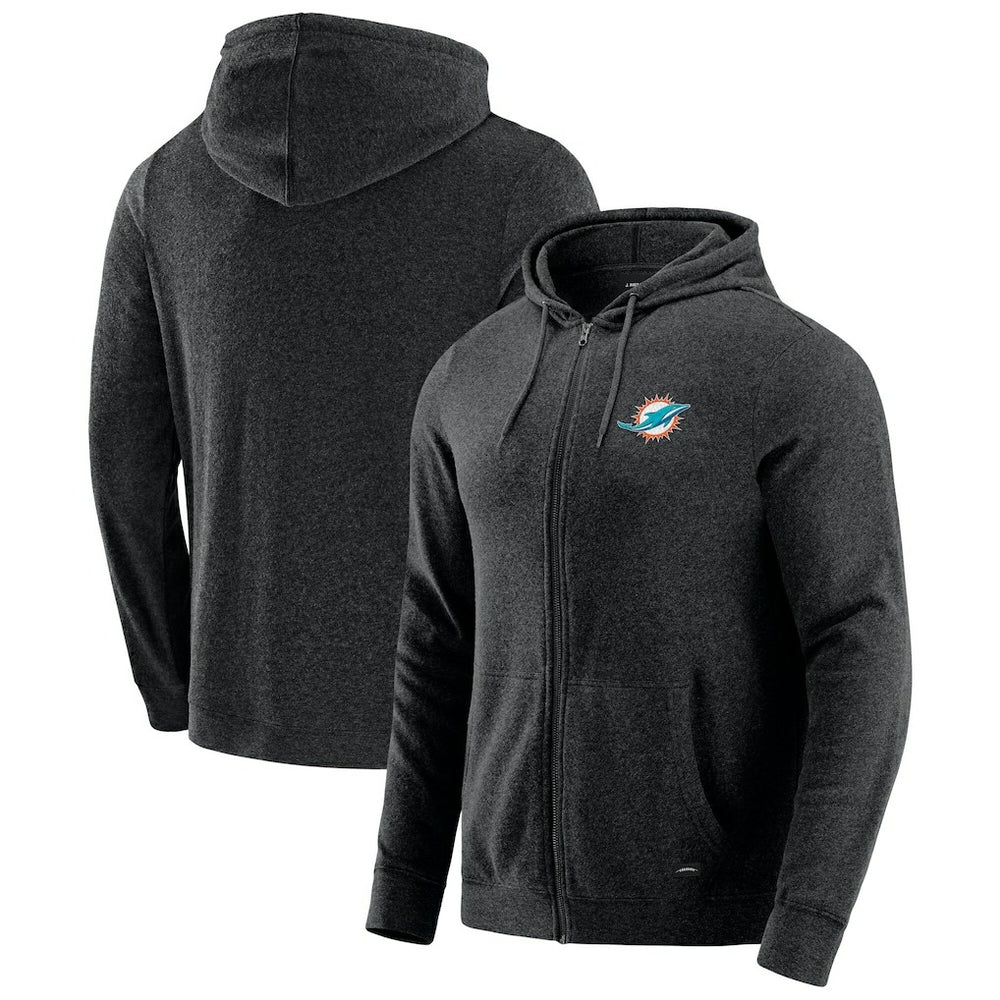 Miami Dolphins J. Palmer Players Lounge Tri-Blend Full-Zip Hoodie - Dark Heather Gray - NFL