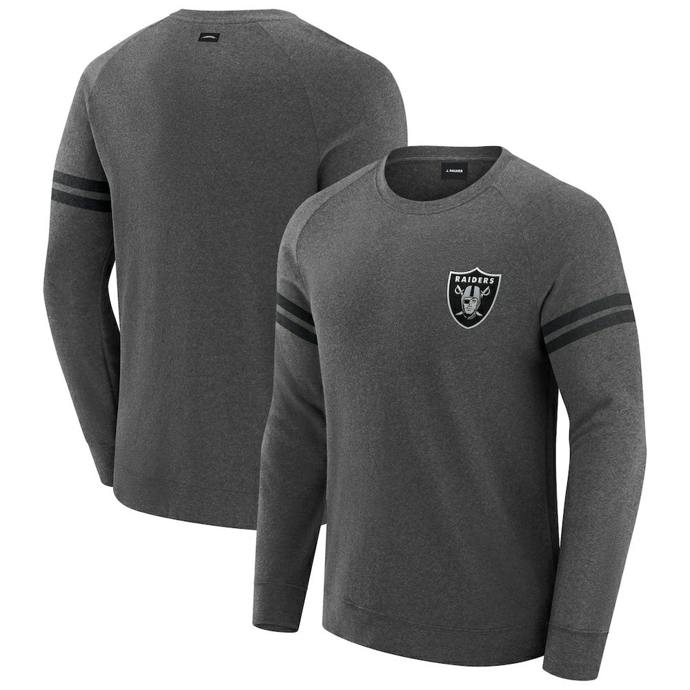 Las Vegas Raiders J. Palmer Players Lounge Raglan Tri-Blend Sweatshirt - Dark Heather Gray - NFL