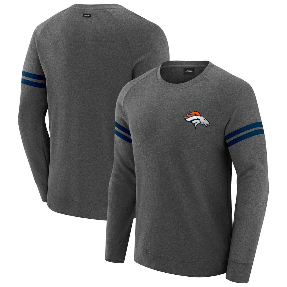 Denver Broncos J. Palmer Players Lounge Raglan Tri-Blend Sweatshirt - Dark Heather Gray - NFL