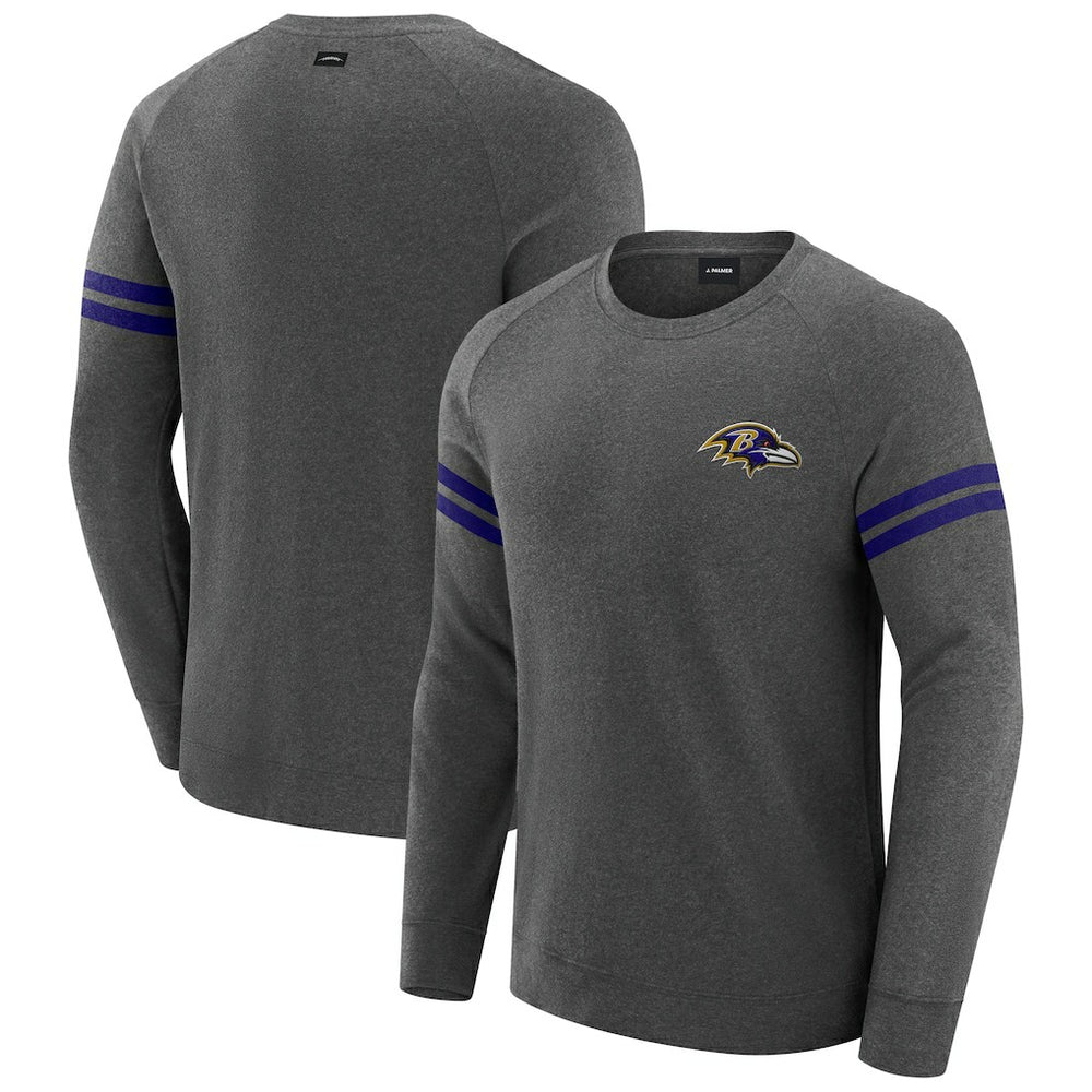 Baltimore Ravens J. Palmer Players Lounge Raglan Tri-Blend Sweatshirt - Dark Heather Gray - NFL