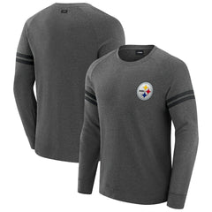 Pittsburgh Steelers J. Palmer Players Lounge Raglan Tri-Blend Sweatshirt - Dark Heather Gray - NFL
