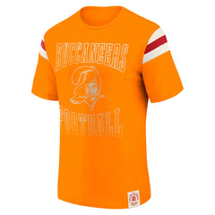 Tampa Bay Buccaneers Darius Rucker Collection Distressed Throwback Shoulder Stripe T-Shirt - Orange - Fanatics