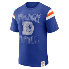 Denver Broncos Darius Rucker Collection Distressed Throwback Shoulder Stripe T-Shirt - Royal - Fanatics