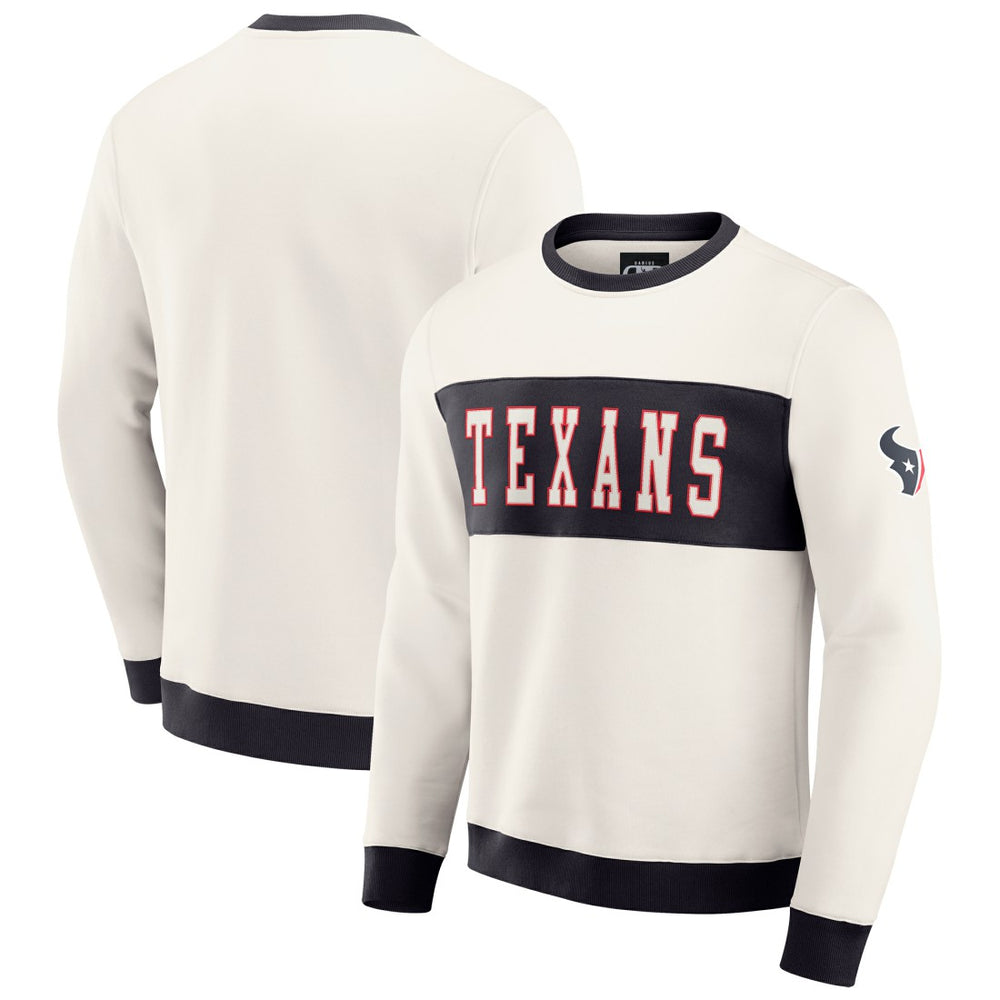 Houston Texans Darius Rucker Collection Colorblock Pullover Sweatshirt - Cream - Fanatics