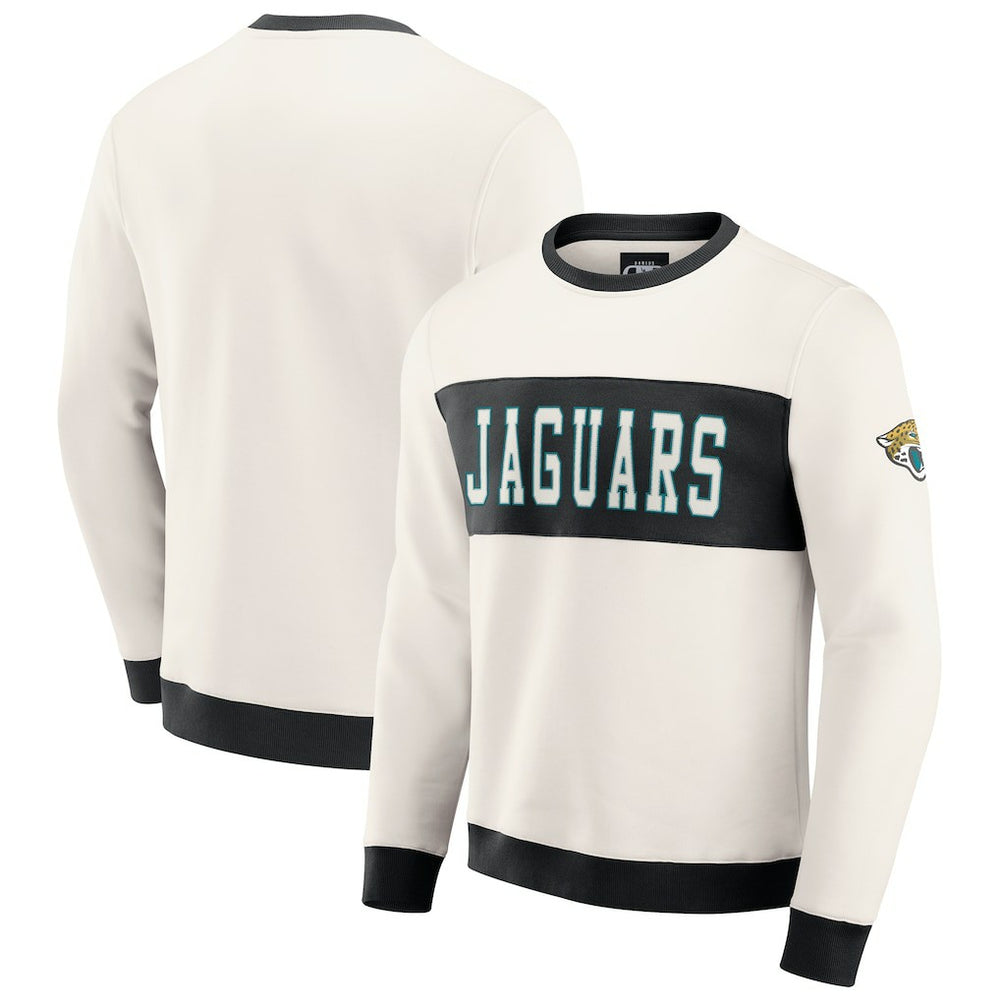 Jacksonville Jaguars Darius Rucker Collection Colorblock Pullover Sweatshirt - Cream - Fanatics