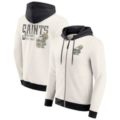 New Orleans Saints Darius Rucker Collection Distressed Graphics Full-Zip Hoodie - Cream - Fanatics
