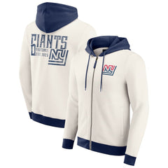 New York Giants Darius Rucker Collection Distressed Graphics Full-Zip Hoodie - Cream - Fanatics