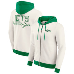 New York Jets Darius Rucker Collection Distressed Graphics Full-Zip Hoodie - Cream - Fanatics