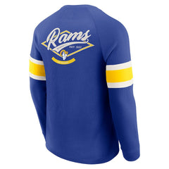 Los Angeles Rams Darius Rucker Collection Waffle-Knit Raglan Long Sleeve Henley T-Shirt - Royal - Fanatics
