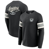 Las Vegas Raiders Darius Rucker Collection Waffle-Knit Raglan Long Sleeve Henley T-Shirt - Black - Fanatics