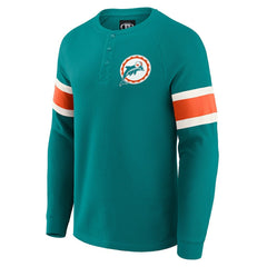 Miami Dolphins Darius Rucker Collection Waffle-Knit Raglan Long Sleeve Henley T-Shirt - Aqua - Fanatics