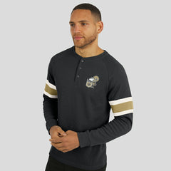 New Orleans Saints Darius Rucker Collection Waffle-Knit Raglan Long Sleeve Henley T-Shirt - Black - Fanatics