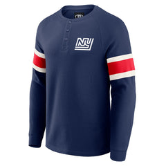 New York Giants Darius Rucker Collection Waffle-Knit Raglan Long Sleeve Henley T-Shirt - Navy - Fanatics