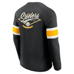 Pittsburgh Steelers Darius Rucker Collection Waffle-Knit Raglan Long Sleeve Henley T-Shirt - Black - Fanatics