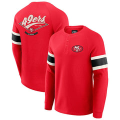 San Francisco 49ers Darius Rucker Collection Waffle-Knit Raglan Long Sleeve Henley T-Shirt - Scarlet - Fanatics