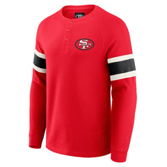 San Francisco 49ers Darius Rucker Collection Waffle-Knit Raglan Long Sleeve Henley T-Shirt - Scarlet - Fanatics