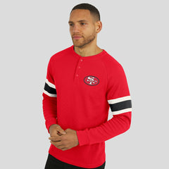 San Francisco 49ers Darius Rucker Collection Waffle-Knit Raglan Long Sleeve Henley T-Shirt - Scarlet - Fanatics