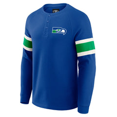 Seattle Seahawks Darius Rucker Collection Waffle-Knit Raglan Long Sleeve Henley T-Shirt - College Navy - Fanatics