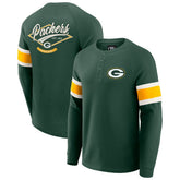 Green Bay Packers Darius Rucker Collection Waffle-Knit Raglan Long Sleeve Henley T-Shirt - Green - Fanatics