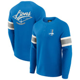 Detroit Lions Darius Rucker Collection Waffle-Knit Raglan Long Sleeve Henley T-Shirt - Blue - Fanatics
