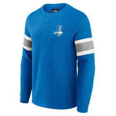 Detroit Lions Darius Rucker Collection Waffle-Knit Raglan Long Sleeve Henley T-Shirt - Blue - Fanatics