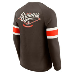 Cleveland Browns Darius Rucker Collection Waffle-Knit Raglan Long Sleeve Henley T-Shirt - Brown - Fanatics