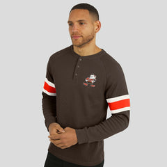 Cleveland Browns Darius Rucker Collection Waffle-Knit Raglan Long Sleeve Henley T-Shirt - Brown - Fanatics