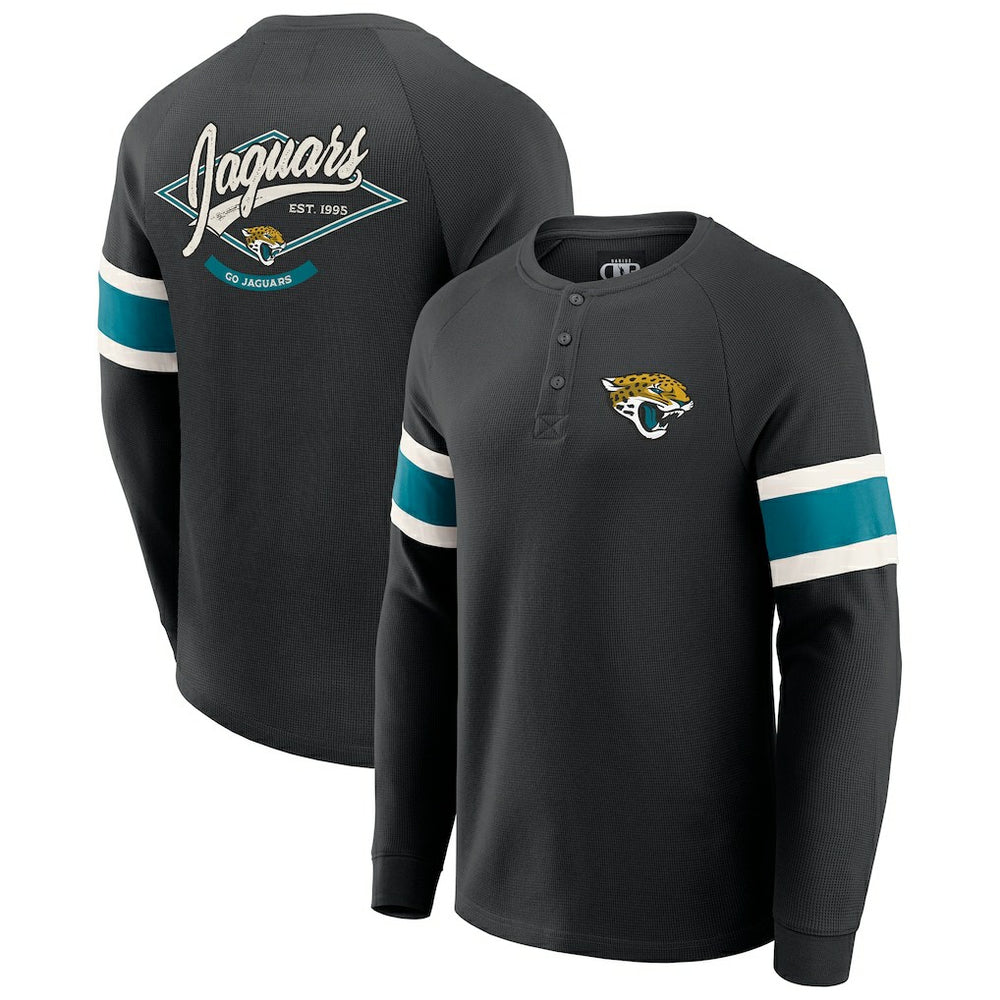 Jacksonville Jaguars Darius Rucker Collection Waffle-Knit Raglan Long Sleeve Henley T-Shirt - Black - Fanatics