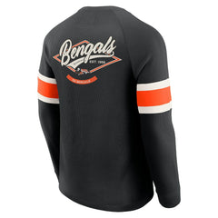 Cincinnati Bengals Darius Rucker Collection Waffle-Knit Raglan Long Sleeve Henley T-Shirt - Black - Fanatics