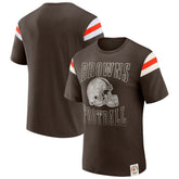 Cleveland Browns Darius Rucker Collection Football Stripe Sleeve T-Shirt - Brown - Fanatics