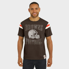 Cleveland Browns Darius Rucker Collection Football Stripe Sleeve T-Shirt - Brown - Fanatics