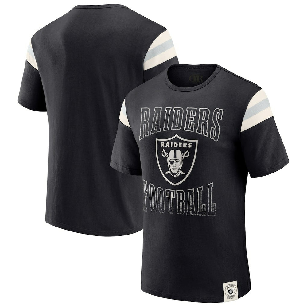 Las Vegas Raiders Darius Rucker Collection Football Stripe Sleeve T-Shirt - Black - Fanatics