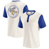 Los Angeles Rams Darius Rucker Collection Henley Colorblock Slub Pocket T-Shirt - Cream - Fanatics