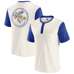 Los Angeles Rams Darius Rucker Collection Henley Colorblock Slub Pocket T-Shirt - Cream - Fanatics