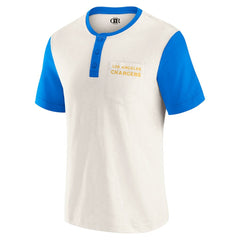 Los Angeles Chargers Darius Rucker Collection Henley Colorblock Slub Pocket T-Shirt - Cream - Fanatics