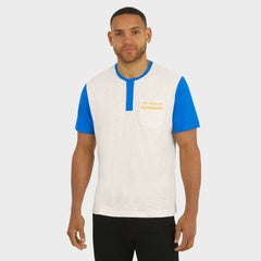 Los Angeles Chargers Darius Rucker Collection Henley Colorblock Slub Pocket T-Shirt - Cream - Fanatics